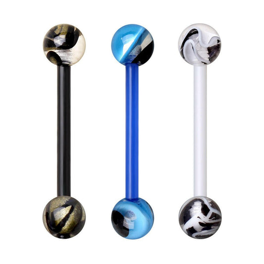 PTFE Barbell with Two Tone Marble Balls Barbell Impulse Piercings