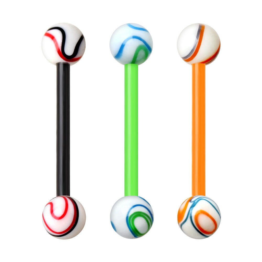 PTFE Barbell with Two Tone Swirl Acrylic Balls
