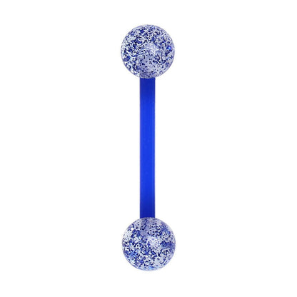 PTFE Nipple Bar with UV Acrylic Metallic Glitter Balls Nipple Ring Impulse Piercings Blue