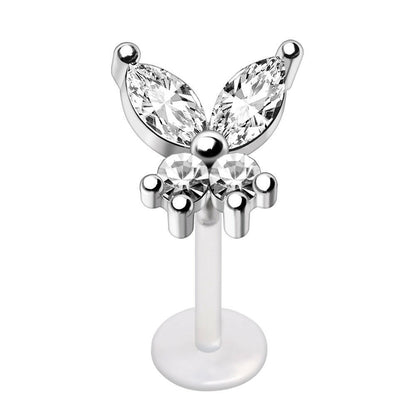 PTFE Push In Jeweled Butterfly Labret Labret Impulse Piercings