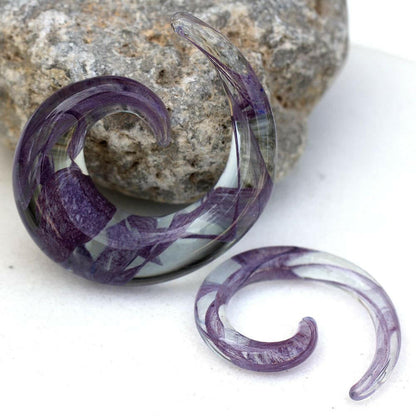 Purple Ribbon Swirl Spiral Glass Taper Tapers Impulse Piercings