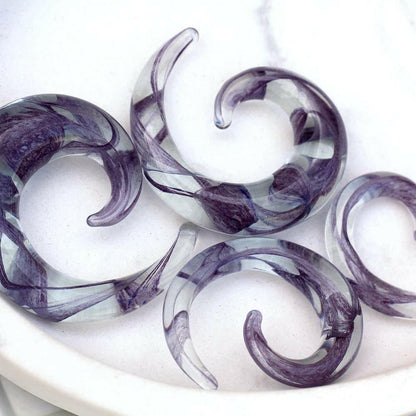 Purple Ribbon Swirl Spiral Glass Taper Tapers Impulse Piercings