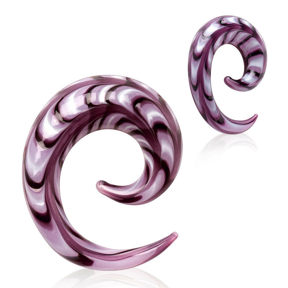 Purple Swirl Spiral Glass Taper Tapers Impulse Piercings 6 gauge