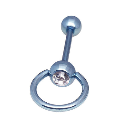 PVD Plated 316L Barbell with One Slave Ring Gemmed Ball Barbell Impulse Piercings