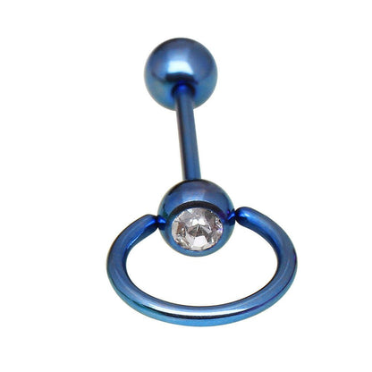 PVD Plated 316L Barbell with One Slave Ring Gemmed Ball Barbell Impulse Piercings