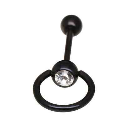 PVD Plated 316L Barbell with One Slave Ring Gemmed Ball Barbell Impulse Piercings