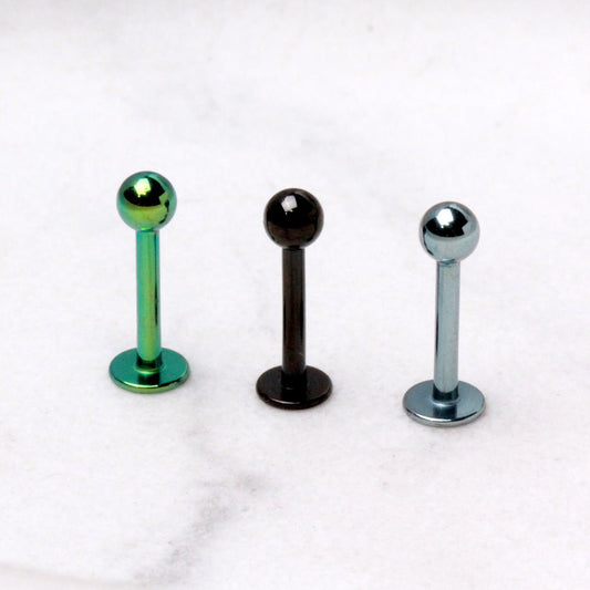 PVD Plated 316L Stainless Steel Labret with Ball - Skin Metals