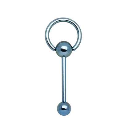 PVD Plated 316L Surgical Steel Barbell with One Slave Ring Ball and One Ball Barbell Impulse Piercings Light Blue