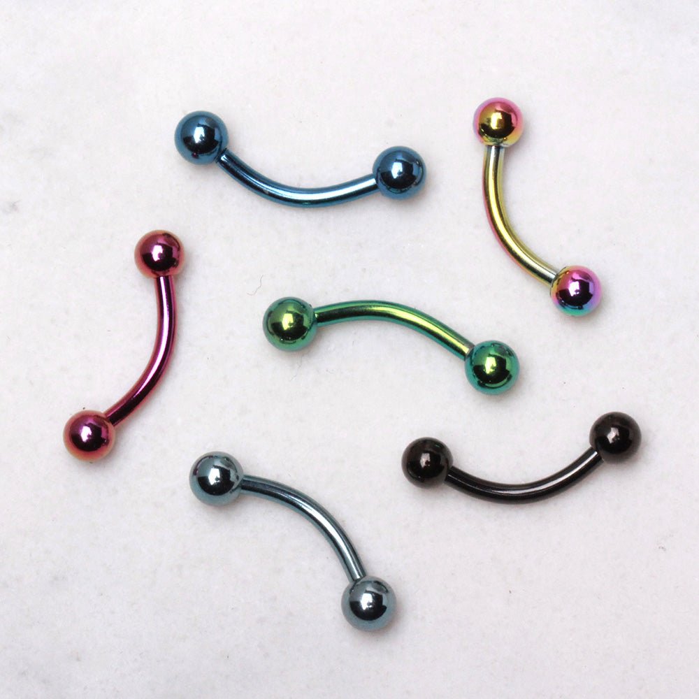 PVD Plated 316L Surgical Steel Curved Barbell Eyebrow Ring