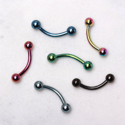 PVD Plated 316L Surgical Steel Curved Barbell Eyebrow Ring