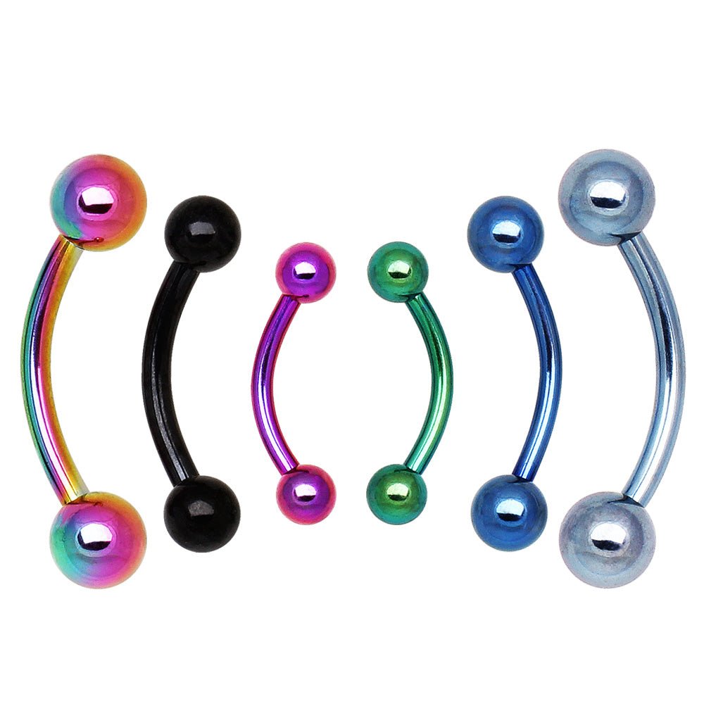 PVD Plated 316L Surgical Steel Curved Barbell Eyebrow Ring
