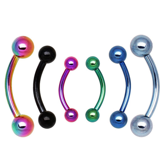 PVD Plated 316L Surgical Steel Curved Barbell Eyebrow Ring - Skin Metals