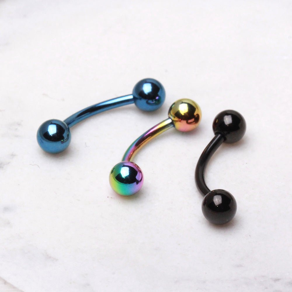 PVD Plated 316L Surgical Steel Curved Barbell Eyebrow Ring
