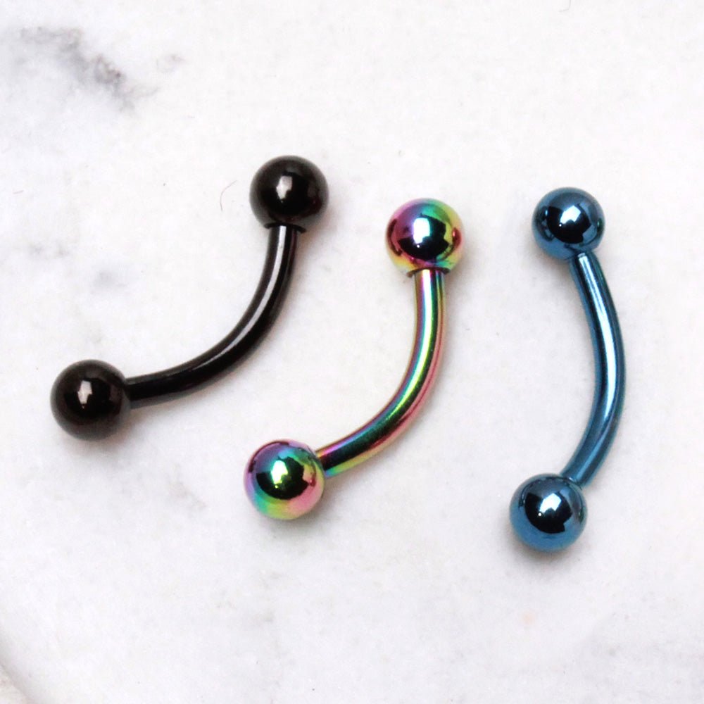 PVD Plated 316L Surgical Steel Curved Barbell Eyebrow Ring