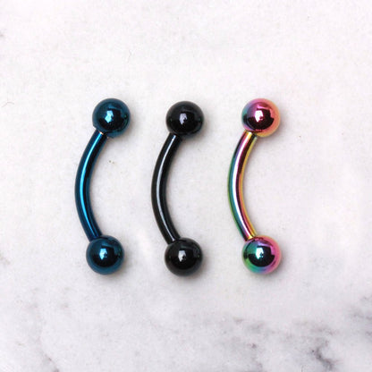 PVD Plated 316L Surgical Steel Curved Barbell Eyebrow Ring