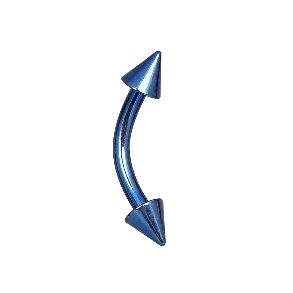 PVD Plated 316L Surgical Steel Curved Barbell Eyebrow Ring with Spikes
