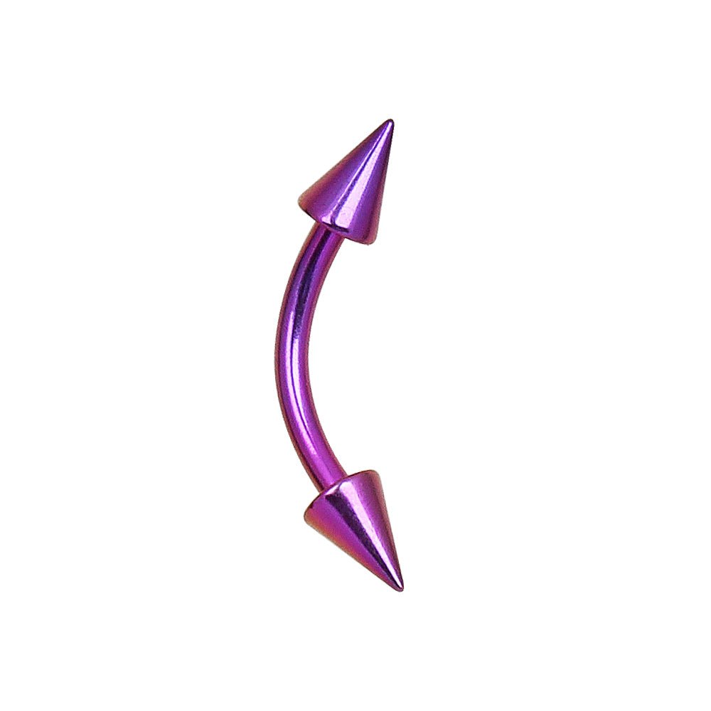 PVD Plated 316L Surgical Steel Curved Barbell Eyebrow Ring with Spikes