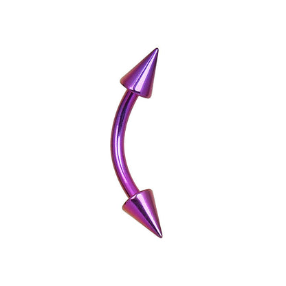 PVD Plated 316L Surgical Steel Curved Barbell Eyebrow Ring with Spikes