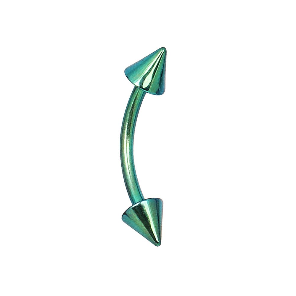 PVD Plated 316L Surgical Steel Curved Barbell Eyebrow Ring with Spikes