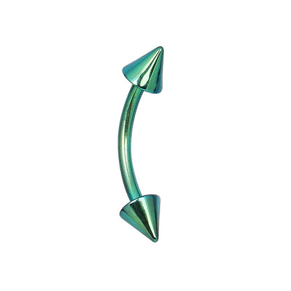 PVD Plated 316L Surgical Steel Curved Barbell Eyebrow Ring with Spikes