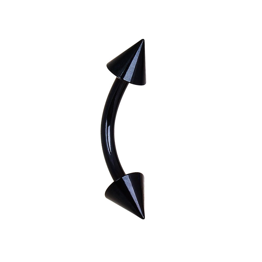 PVD Plated 316L Surgical Steel Curved Barbell Eyebrow Ring with Spikes