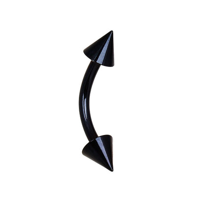 PVD Plated 316L Surgical Steel Curved Barbell Eyebrow Ring with Spikes