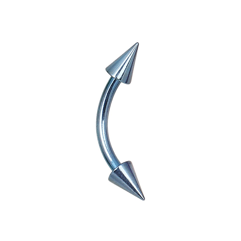 PVD Plated 316L Surgical Steel Curved Barbell Eyebrow Ring with Spikes