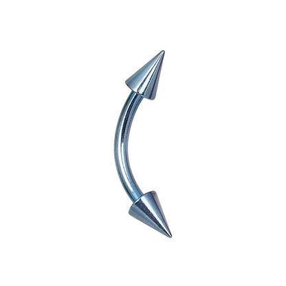 PVD Plated 316L Surgical Steel Curved Barbell Eyebrow Ring with Spikes
