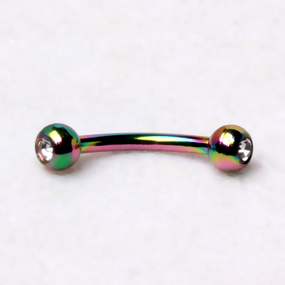 PVD Plated 316L Surgical Steel Eyebrow Ring with CZ Gemmed Balls