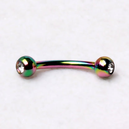 PVD Plated 316L Surgical Steel Eyebrow Ring with CZ Gemmed Balls