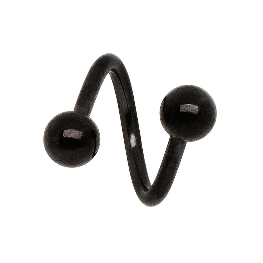 PVD Plated 316L Surgical Steel Twist with Balls Twist Impulse Piercings Black