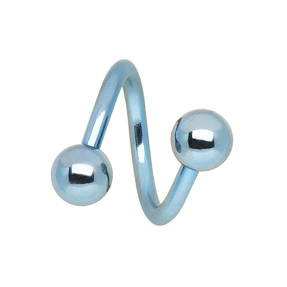 PVD Plated 316L Surgical Steel Twist with Balls Twist Impulse Piercings Light Blue