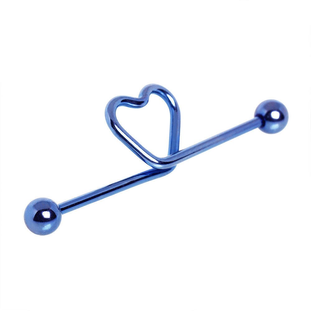 PVD Plated Heart Industrial Barbell Industrial Barbell Impulse Piercings