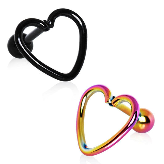 PVD Plated Love Struck Heart Cartilage Earring Cartilage Earring Impulse Piercings Black