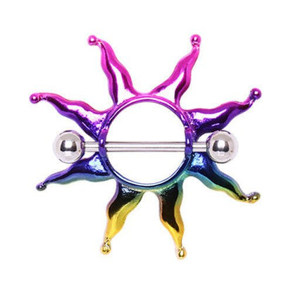 PVD Plated Rainbow Sunburst Nipple Shield Nipple Ring Skin Metals