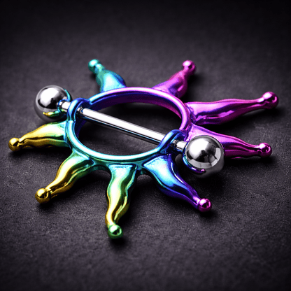 PVD Plated Rainbow Sunburst Nipple Shield Nipple Ring Skin Metals