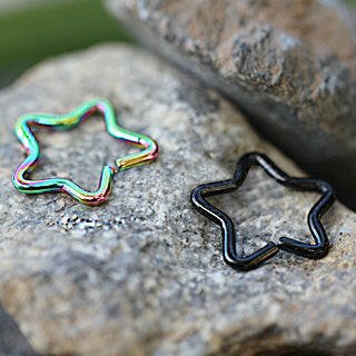 PVD Plated Star Shaped Cartilage Earring Captive Bead Impulse Piercings