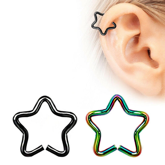 PVD Plated Star Shaped Cartilage Earring Captive Bead Impulse Piercings