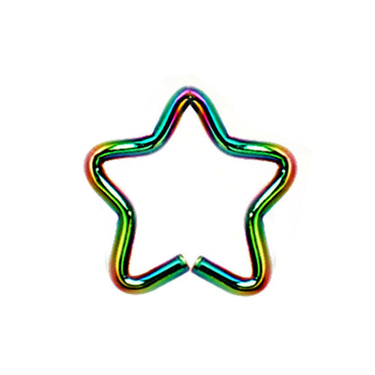 PVD Plated Star Shaped Cartilage Earring Captive Bead Impulse Piercings Rainbow