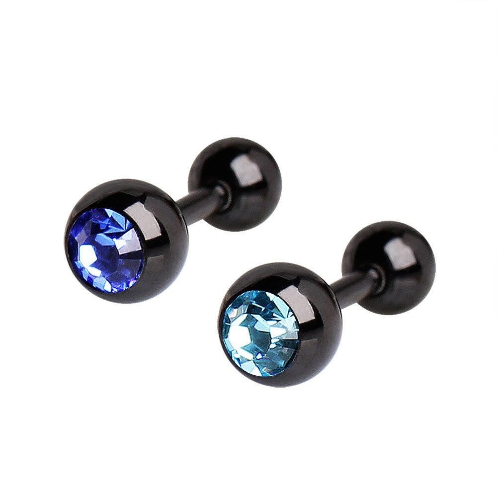 PVD Plated Tragus Ring with Press Fitted Cubic Zirconia Ball Cartilage Impulse Piercings