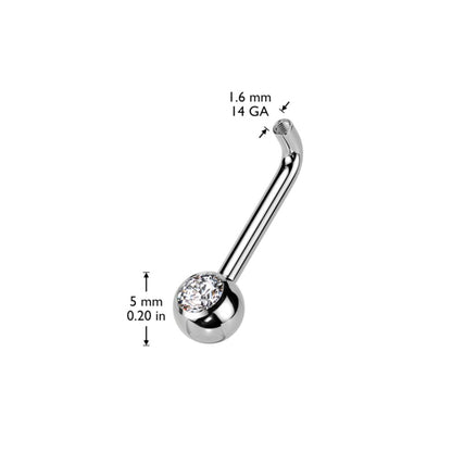 Implant Grade Titanium Internally Threaded L Bent Christina Piercing Barbell With Pressed Fit Gem End Christina Skin Metals