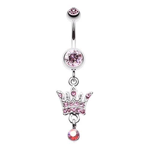 Queen Gem Belly Button Ring Navel Ring Impulse Piercings Light Pink