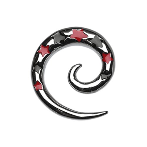 Queen of Stars Steel Ear Gauge Spiral Hanging Taper Tapers Impulse Piercings 6 GA (4mm) Black/Red