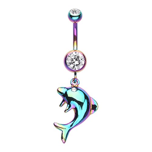 Radiant Dolphin Jump Belly Button Ring Navel Ring Impulse Piercings