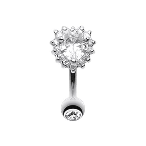 Radiant Heart Reverse Cubic Zirconia Belly Button Ring Navel Ring Impulse Piercings Clear