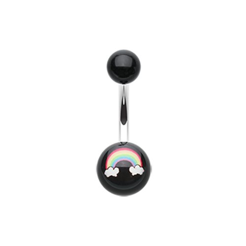 Rainbow Clouds Acrylic Logo Belly Button Ring Navel Ring Impulse Piercings