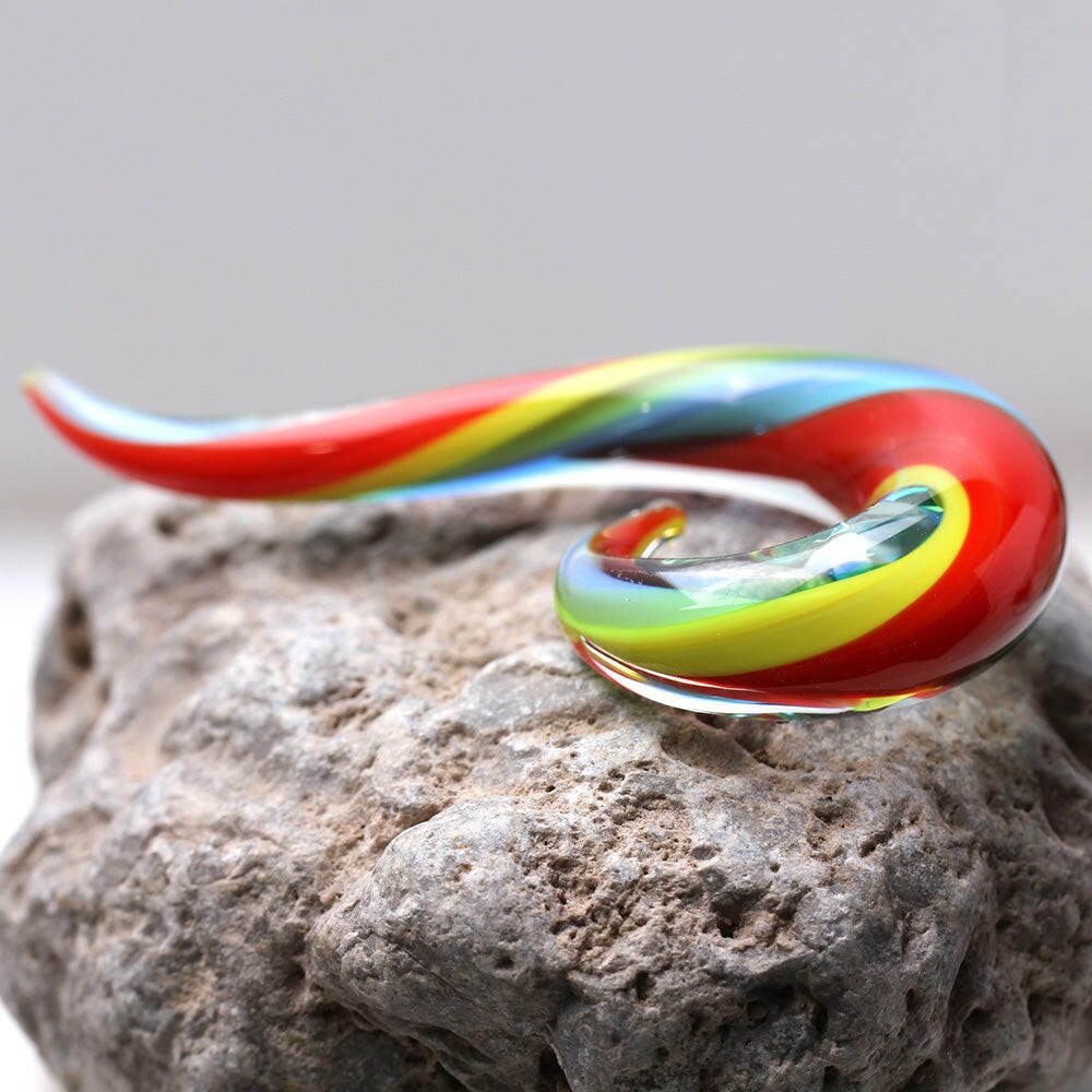 Rainbow Glass Curved Hanging Taper Tapers Impulse Piercings