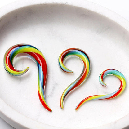 Rainbow Glass Curved Hanging Taper Tapers Impulse Piercings