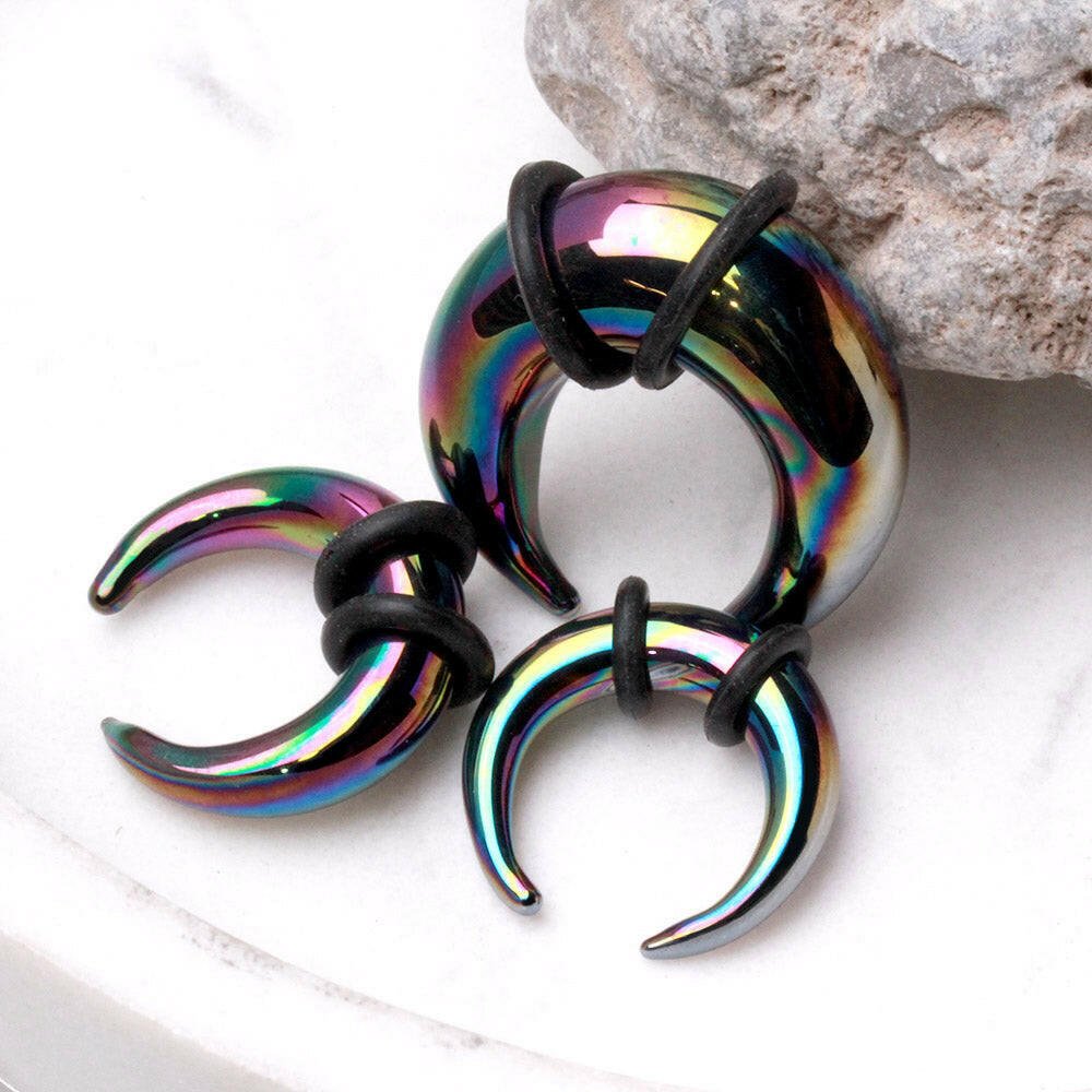 Rainbow Glass Pincher Taper with O-Rings Tapers Impulse Piercings