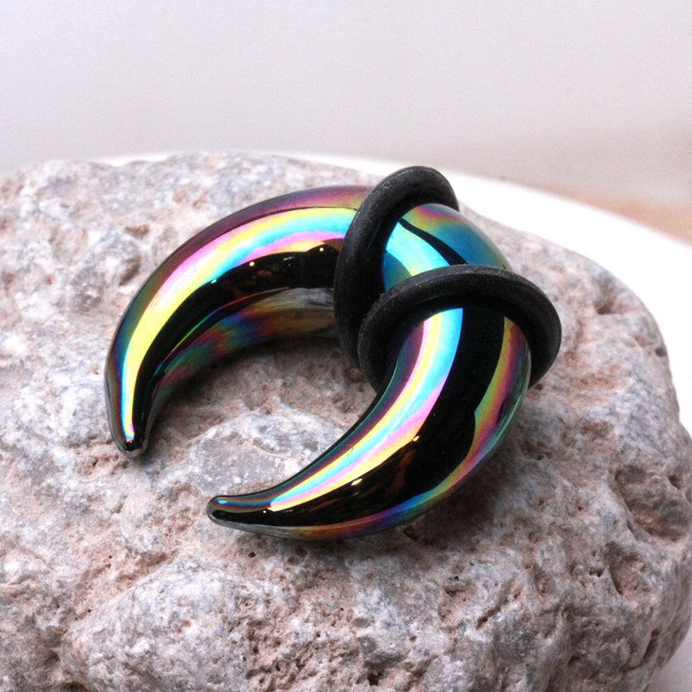 Rainbow Glass Pincher Taper with O-Rings Tapers Impulse Piercings